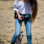 Gosia with little wolf dog